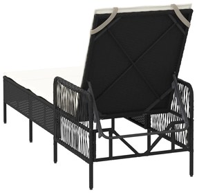 napozóágy Fekete és krém szín PE Rattan 157 x 55 x 92 cm