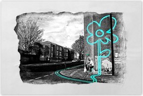 Poszter 60x40 Banksy Türkiz virág