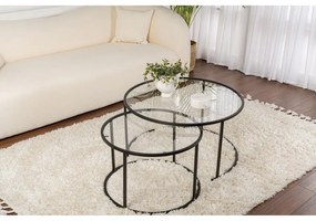 Dohányzóasztal Aurum - 80, 60 - Fekete, Transparent
