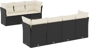 vidaXL 8 részes fekete polyrattan kerti ülőgarnitúra párnákkal