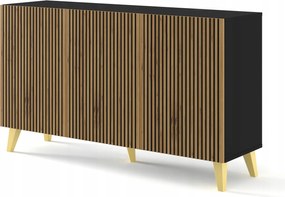 Ravenna komód F 150 cm 3D fekete matt tölgy artisan mart frontok Ufpzl