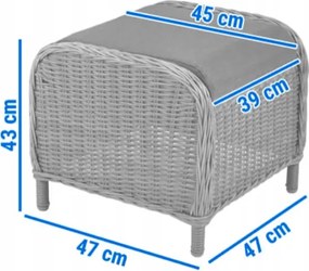 Kerti rattan fotel lábtartóval