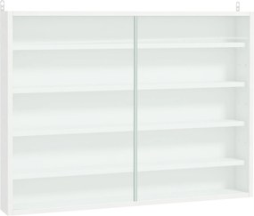 HOMCOM Fali Kiállító Szekrény Állítható Polcokkal és 2 Csúszó Üvegajtóval Kollekciók, Parfümök és Dekoratív Figurák számára 80x9.5x60 cm Fehér | Aosom