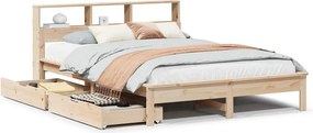 vidaXL tömör fenyőfa könyvespolcos ágy matrac nélkül 140 x 200 cm
