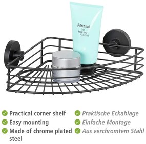 Vacuum-Loc® Bari fekete fürdőszobai sarokpolc - Wenko