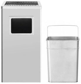 rozsdamentes acél szemeteskuka hamutartóval 45 liter