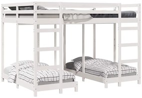 vidaXL Háromszintes emeletes ágykeret Fehér 140 x 200 cm Tömör fenyőfa