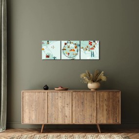 Kép - Térkép műemlékek piktogramjaival (órával) (90x30 cm)