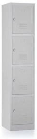 Fém szekrény - 4 doboz, 38 x 45 x 185 cm, csavaros zár, szürke - ral 7035
