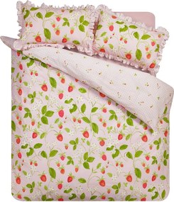 Rózsaszín kétszemélyes háromrészes ágyneműhuzat 200x200 cm Strawberry Frills – Catherine Lansfield