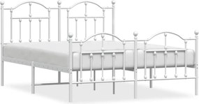 vidaXL fehér fém ágykeret fej- és lábtámlával 140 x 190 cm