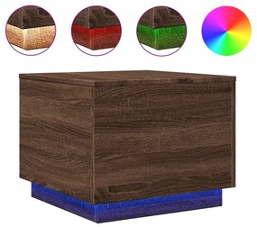 barna tölgyszínű dohányzóasztal LED-lámpákkal 50 x 50 x 40 cm