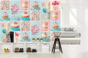 Fotótapéta - Színes cupcakes és pillecukor (152,5x104 cm)