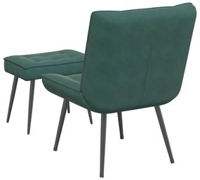 sötétzöld bársony pihenőfotel lábtartóval