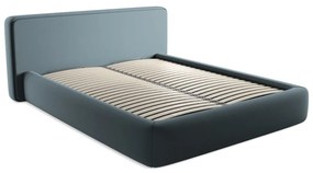 Kék kárpitozott ágyneműtartós franciaágy ágyráccsal 160x200 cm Kiana – Makamii