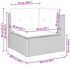 szürke polyrattan kerti sarokkanapé párnával