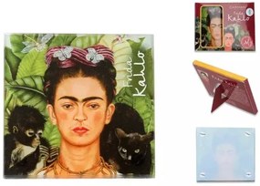 Üveg poháralátét 10,5x10,5cm Frida Kahlo: Önarckép tövisnyaklánccal és kolibrivel