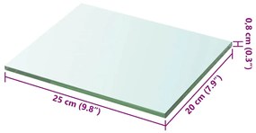 2 db átlátszó üveg paneles polc 20 x 25 cm