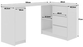 B-20 számítógép asztal (fehér,jobb oldali kivitelben)