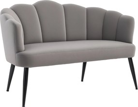 HOMCOM 2 személyes kanapé 132 cm-es karfával, kagyló alakú háttámlával, kis modern bársonyos kárpitozású kanapé fém lábakkal nappaliba és hálószobába,