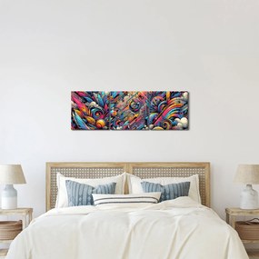 Kép - Színes graffiti (órával) (90x30 cm)