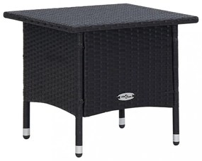 3 részes fekete polyrattan kerti bútorszett párnákkal