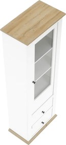 Vitrin MZ4, fehér/grand tölgy, LEON