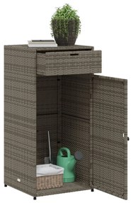 szürke polyrattan kerti tárolószekrény 55 x 55 x 111 cm