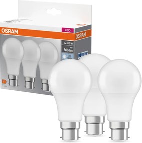 3x Led izzó A60 B22d 8W 60W 806lm 4000K Semleges Fehér Osram