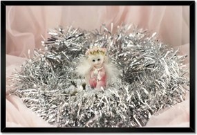 Poszter keretben 60x40 Angyalka ezüst szénában