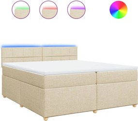 vidaXL krémszínű szövet rugós ágy matraccal 200 x 200 cm