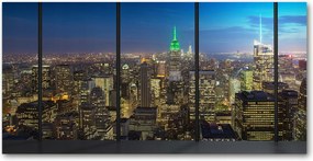 Fotó vászonkép edzett üveg New York éjszaka 140x70
