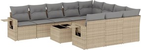 vidaXL 11 részes bézs polyrattan kerti ülőgarnitúra párnákkal