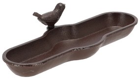 Öntöttvas madáritató és -etető tál, kismadár dekorációval, 29,5 cm