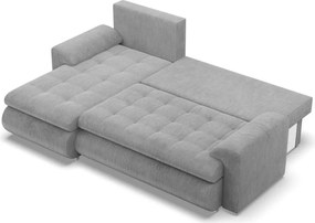 Tokio sarokkanapé, 2 ágyneműtartóval, kordbársony, baloldali, szürke