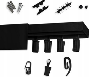 Mennyezeti függönykarnis Fekete Szimpla, álcázó mennyezeti sín fedéllel 120