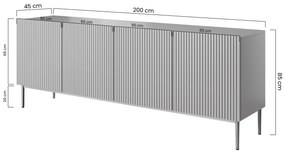Nicole 200 cm komód - antik rózsaszín MDF / arany lábak