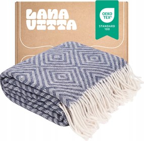 Félgyapjú takaró Rombusz ágytakaró Pléd Sötétkék 140х200 cm