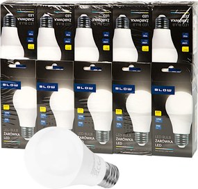 10x Erős Led Izzó Eko E27 12W 1200LM 4000K Fehér Semleges Gömb