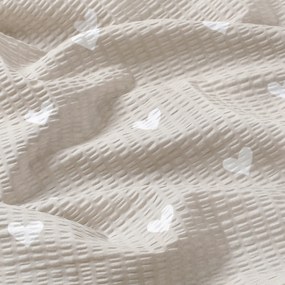 Goldea pamut krepp anyag - szívecskék, latté színű alapon 160 cm