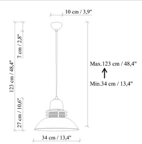 Kábeles függőlámpa TIBET 1xE27/40W/230V narancssárga