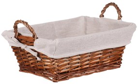 Fonott kosár, szövet barna színű, 35 x 25 x 13 cm