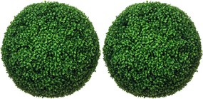 HOMCOM 2 db Műboxwood Topiary Golyo Ø50cm, Dekoratív Beltéri és Kültéri Műnövények, Zöld | Aosom