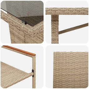 Kert étkező szett 7 pcs Bézs 190 x 80 x 75 cm polirattan