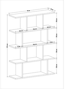 Fehér-natúr színű könyvespolc tölgyfa dekorral 90x127 cm Harmon – Kalune Design