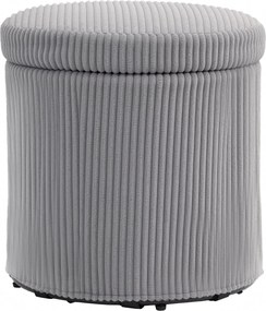 HOMCOM Kerek Tároló Puff, Velúrral Kárpitozott, Párnázott Ülés, Levehető Fedél, Előszobához, Hálószobába, nappaliba Ø40x41 cm Világosszürke | Aosom