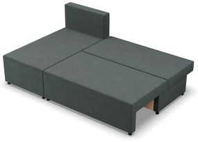 Nobu sarokkanapé, bársony, univerzális oldal, szürke