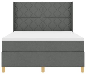 Boxspring Ágy Mattal Sötétszürke - 140x200 cm Szövet
