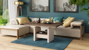 Mazzoni LEXUS Barna Tölgy/Bézs (Pezsgőszínű) - MODERN DOHÁNYZÓASZTAL NYITHATÓ/MAGASÍTHATÓ ÉTKEZŐASZTAL ÉS DOHÁNYZÓASZTAL EGYBEN