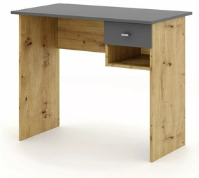 Íróasztal tölgy artisan dekorban, antracit lappal B-011